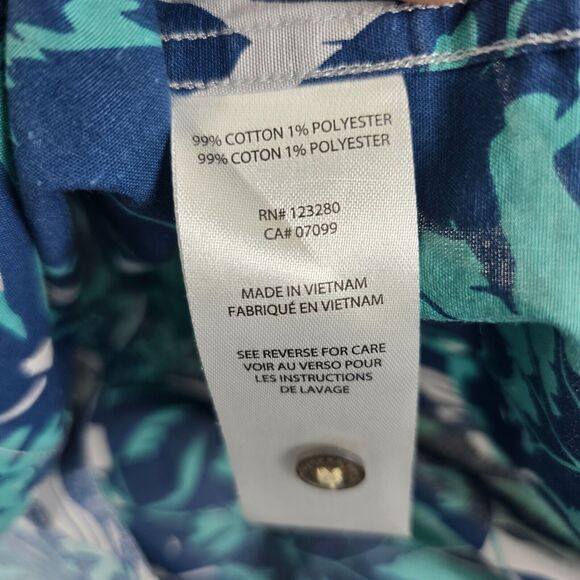 Travis Mathew Shirt Men's Blue Floral Hawaiian Button Shirt Golf Size XL - Picture 6 of 10